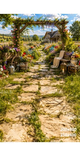 Tło fotograficzne „Wiejski ogród pełen kwiatów” | 4198
